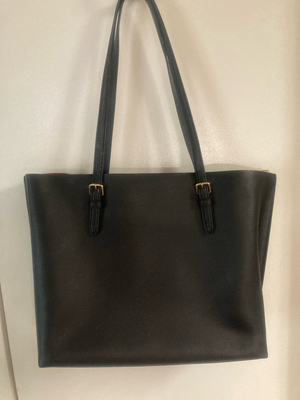 Coach Black Leather Tote with Red Interior and Gold Hardware - Picture 9 of 9